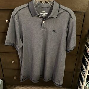 Tommy Bahama Mens Short Sleeve Blue/Gray Polo Shirt Size Medium